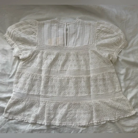 NWT Doen Adeline Eyelet Blouse Top salt size S - Picture 8 of 11
